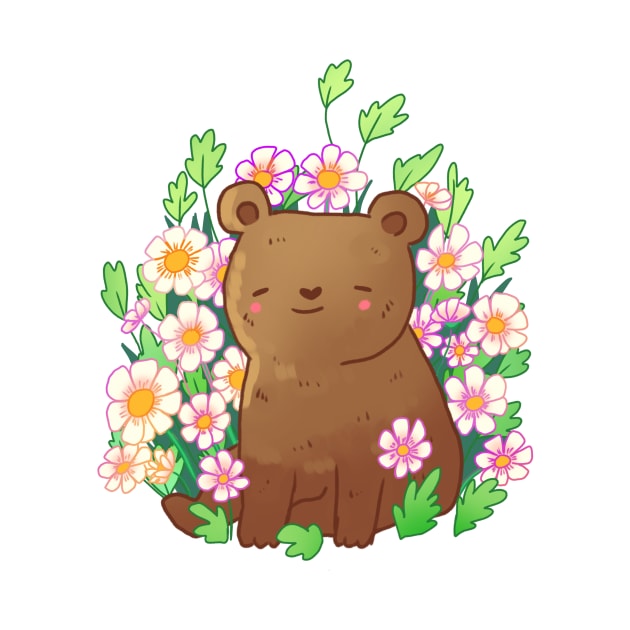 Cute bear with flowers by Mayarart