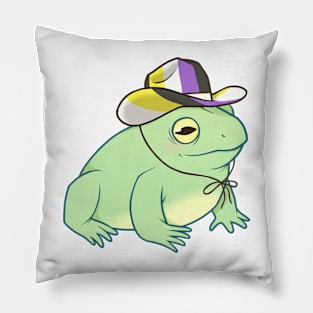 Nonbinary Pride Cowboy Frog Pillow