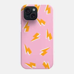 Orange Lightning Thunder Bolt on Pink Phone Case