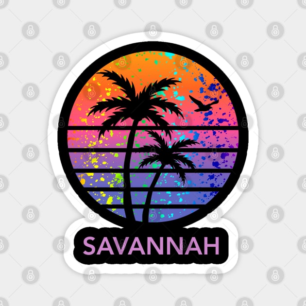 Savannah Georgia Rainbow Splatter Tropical Sunset Souvenir Magnet by Pine Hill Goods