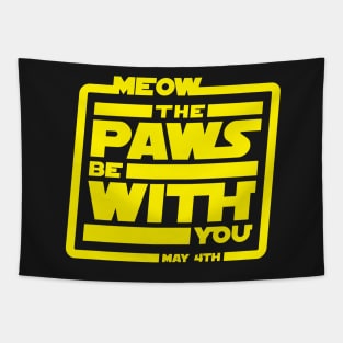 Meow The Paws Be With You Tapestry