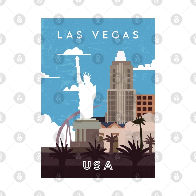 Las Vegas, USA. Retro travel poster by GreekTavern