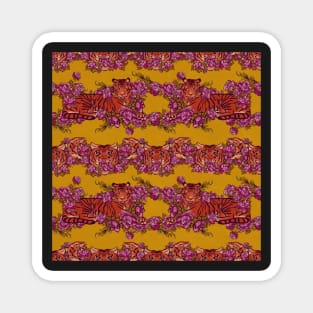 Sophisticated pattern with tiger on chartreuse Magnet