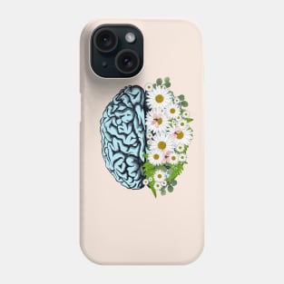 Blue Brain and daisies, Positivity, creativity, right hemisphere brain, health, Mental Phone Case