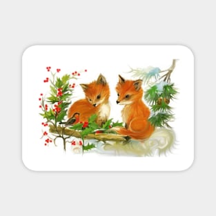 Little Foxes Christmas Magnet