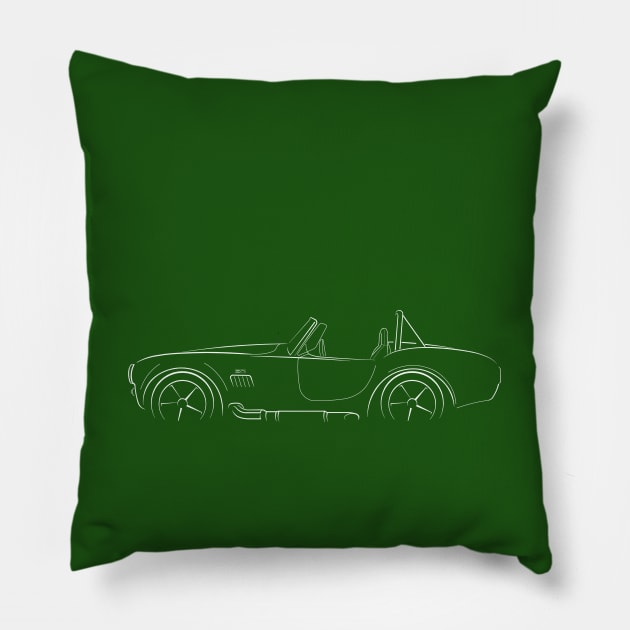 Ford Cobra - profile stencil, white Pillow by mal_photography