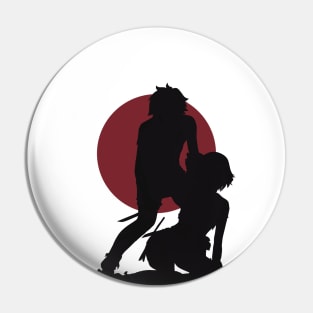 Danmachi Or Is It Wrong To Try Or Dungeon Ni Deai Season 4 Anime Characters Bell And Ryuu In Minimalist Sunset Vintage Design Pin