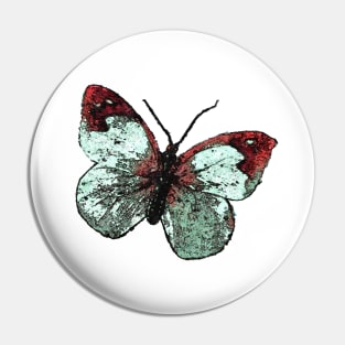 Painted White and Red Butterfly Garden Pin