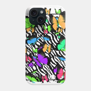 Colorful Papillon - Cute Butterfly - Zebra Pattern - Puzzle Phone Case