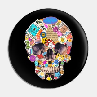 skull full of stickers Pin