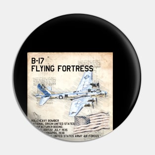 B-17 Flying Fortress Aeroplane Aircraft USAF Plane Pin