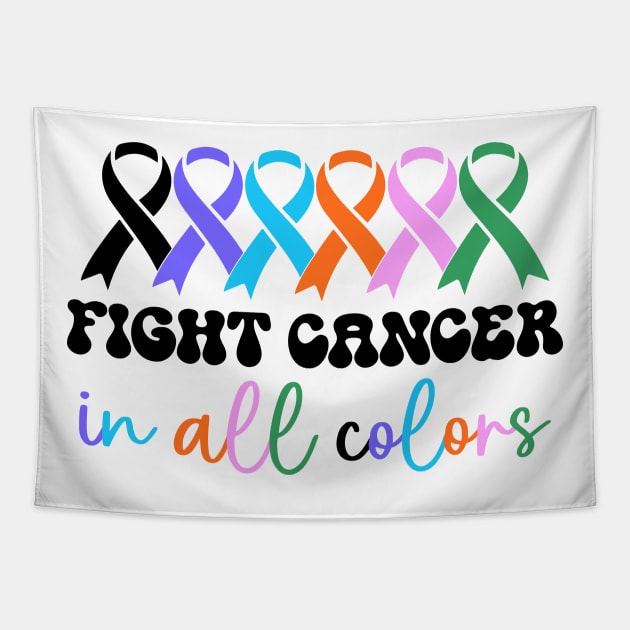 Multi colored ribbons cancer awareness Tapestry by Luxinda