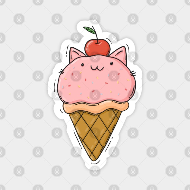 Kitty Ice Cream Magnet by Tania Tania