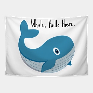 whale hello there black Tapestry