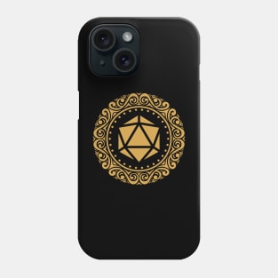 Monogram Polyhedral D20 Dice Emblem Gold Tabletop RPG Gaming Phone Case