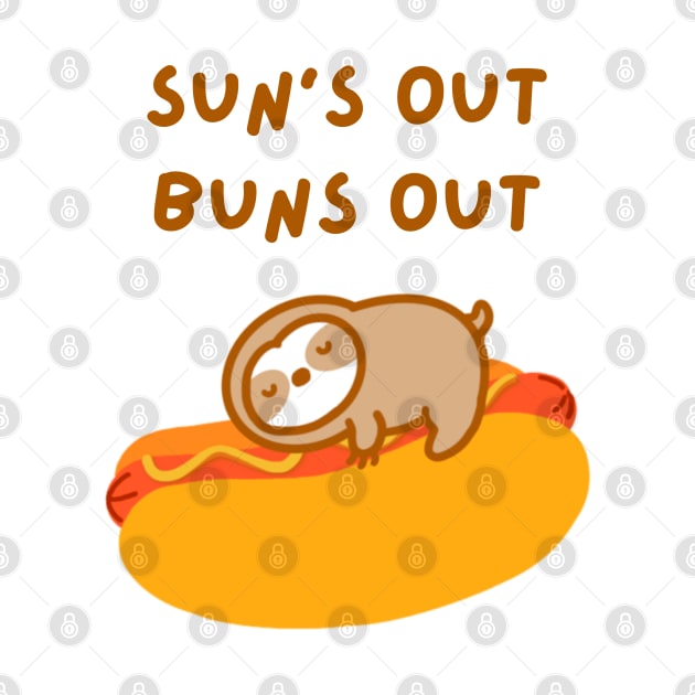 Sun’s Out Buns Out Hot Dog Sloth by theslothinme