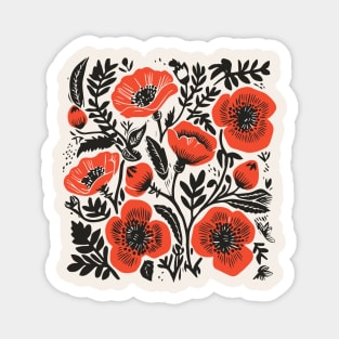 Lino Cut Flowers Magnet