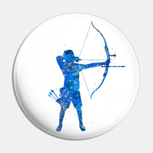 Archery man blue art Pin