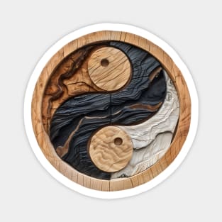 Circular wooden Yin Yang Logo Magnet