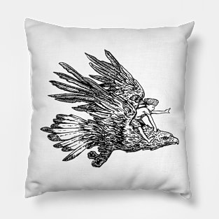 Golden Flight - Boy on Eagle Pillow