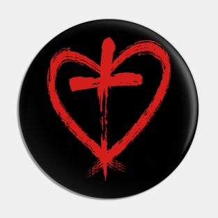 Heart Warrior Christian Cross Design Pin