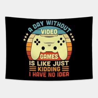 A Day Without Video Games Retro Vintage Funny Video Gamer Tapestry