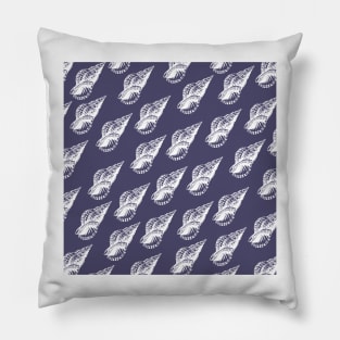 tulip shell aloha print pattern blue and white Pillow