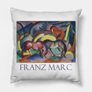 Three Horses by Franz Marc Pillow