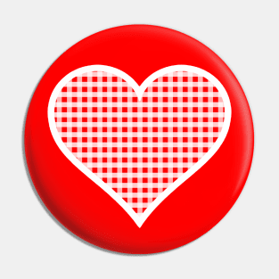 Red and White Gingham Heart Pin