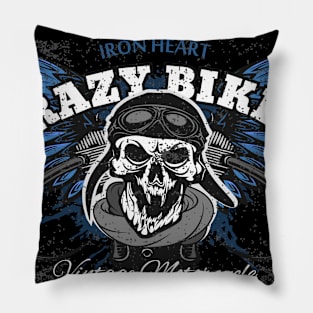 Motorcycle Superbiker crazybiker skull racing Pillow