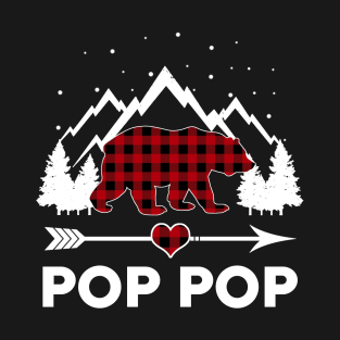 Pop Pop Bear Buffalo Plaid Matching Family Christmas Pajama T-Shirt