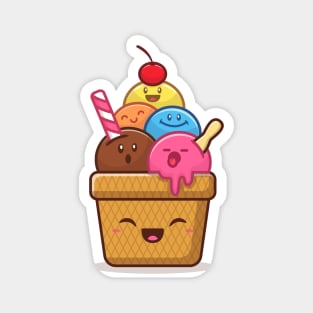 Happy Cute Ice Cream Magnet