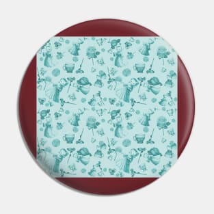 Lady Kitty Toile, Teal Pin