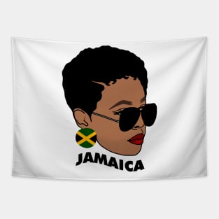 Proud Jamaican Woman, Afro Melanin Jamaica Flag Tapestry