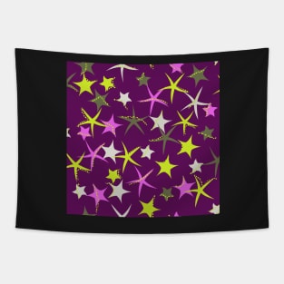 Starfish galaxy in lime green, regal purple, hot pink and olive green Tapestry