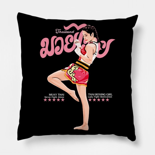 Thai Boxing Girl Pillow by KewaleeTee