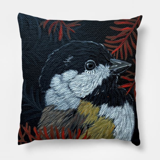 Woodland Chickadee Pillow by KrissyK