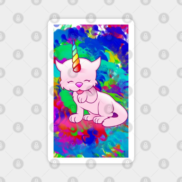 Rainbow Unicorn Kitty Magnet by ValinaMoonCreations