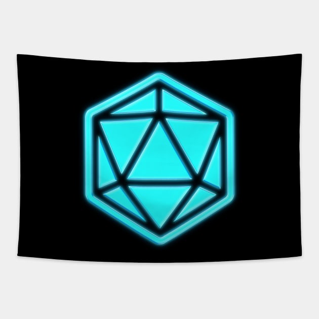 80s Retro D20 Neon Glow Tapestry by SimonBreeze