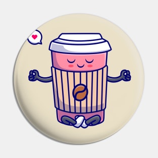 Cute Coffee Cup Meditation Yoga Cartoon Pin