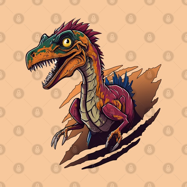 Velociraptor Dinosaur Vivid Colors by GAMAS Threads