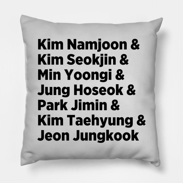 BTS Bandmates Names - Army Fans Pillow by We Love Pop Culture