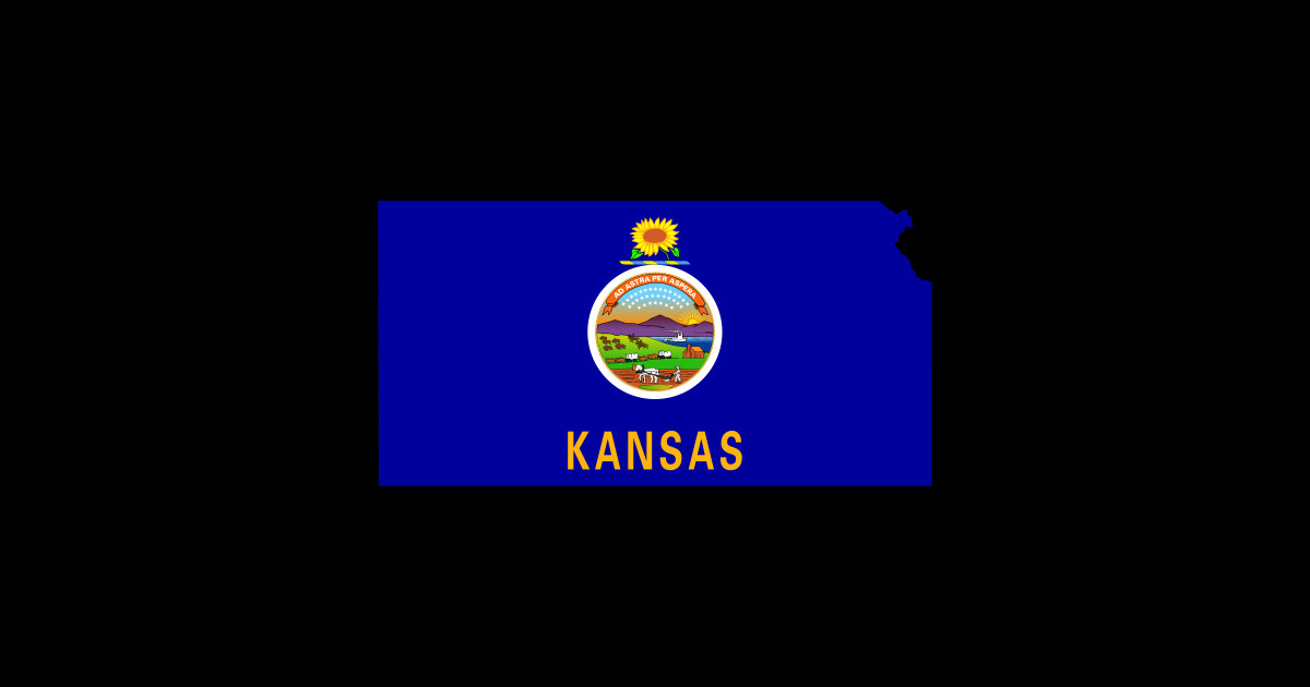 Kansas state Flag inside Map of Kansa, USA Kansas Flag Map Sticker