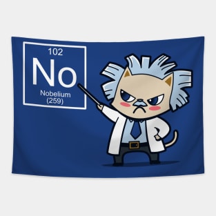 Cute Funny Kawaii Albert Einstein Professor Scientist Cat Cartoon Tapestry