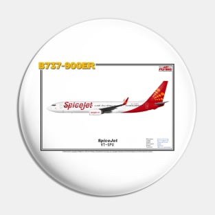 Boeing B737-900ER - SpiceJet (Art Print) Pin