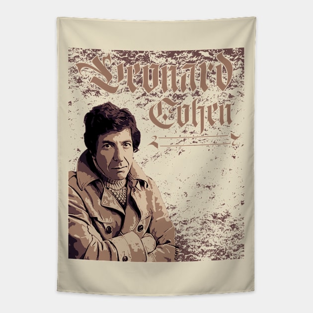 Leonard Cohen // Brown vintage Tapestry by Degiab