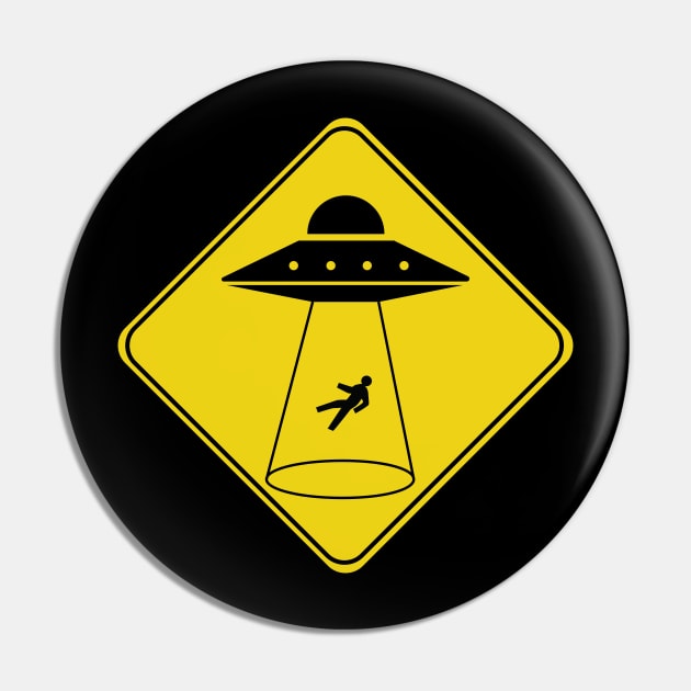 Caution Road Sign UFO Alien Abduction Pin by shanestillz