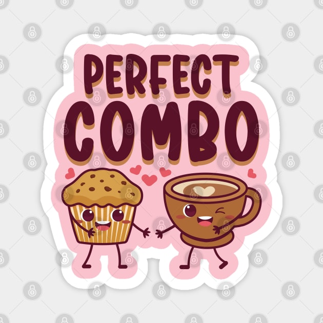 Perfect Combo Kawaii Coffee Cup and Muffin Magnet by Cuteness Klub