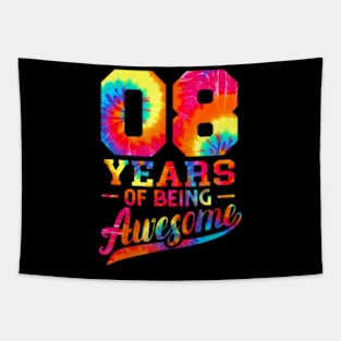 8Th Birthday 8 Years Old Awesome Tie Dye Men Women Tapestry