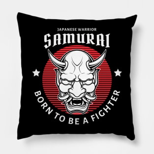 Samurai Oni Mask Illustratio Pillow